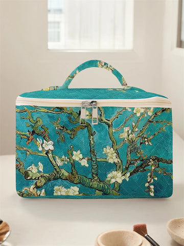 1pc， Portable travel cosmetics with floral patterns, large capacity travel storage bag, cute and stylish makeup bag