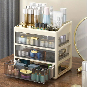 1pc Cosmetics shelf Multi-functional desktop drawer storage box Household dustproof large capacity makeup box