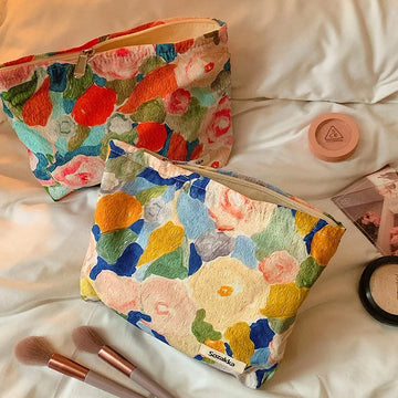 Women's Cosmetic bag Instagram Monet Garden Painting Style Makeup Bag Organizer Bag Travel Organizer Bag Neceser Make Up Bags