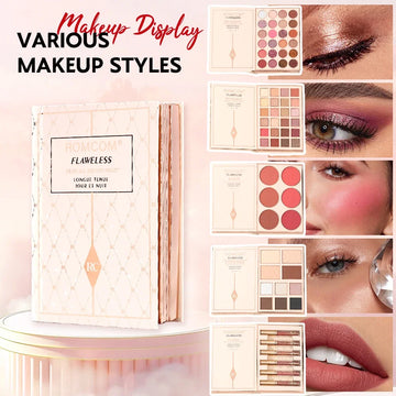 The makeup magic book contains eye shadow, lip gloss, powder blusher highlight, an ideal gift for women in holiday parties